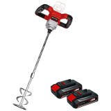 Einhell TE-MX 18 Li PXC + Twinpack CB - Masina de amestecat 100 mm + Set 2 acumulatori Li-Ion 18 V 2.5 Ah