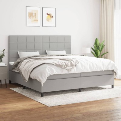 vidaXL Pat box spring cu saltea, gri deschis, 200x200 cm, textil 3141801 foto
