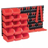 VidaXL Set cutii depozitare 39 piese cu panouri de perete, roșu&amp;negru