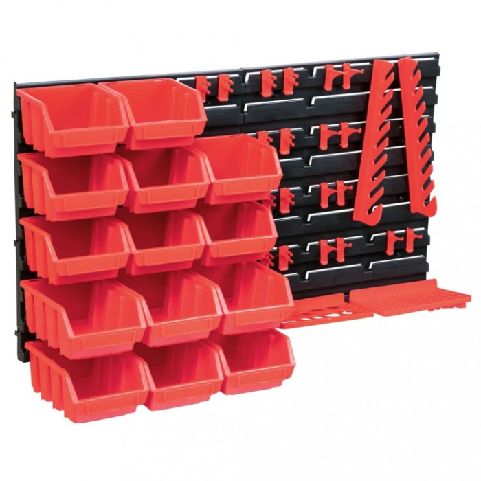 Set cutii depozitare 39 piese cu panouri de perete, roșu&amp;negru