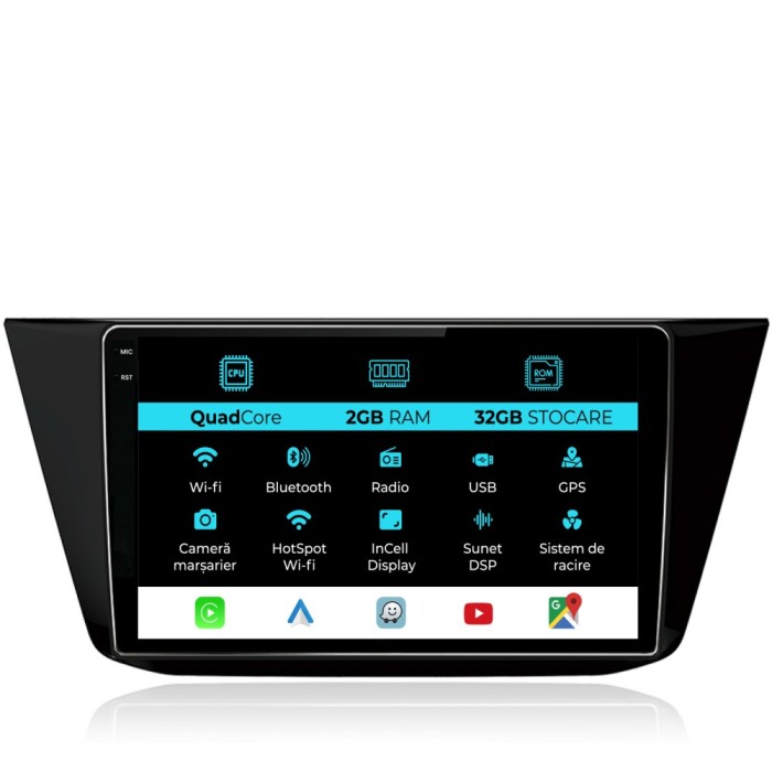 Navigatie Dedicata Volkswagen Tiguan (2016 - 2023), 10Inch, 2Gb Ram, 32Gb Stocare, Carplay