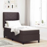 VidaXL Pat cu arcuri cu saltea Maro &icirc;nchis 80 x 200 cm țesătură
