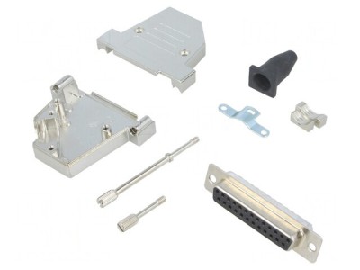 Conector D-Sub 25 Pini Femelă pentru Lipire pe Cablu - Negru foto