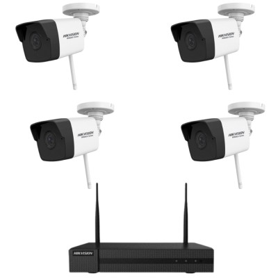 Sistem supraveghere 4 camere Hikvision HiWatch wireless 2MP, 30m IR, lentila 2.8mm, NVR 4 canale SafetyGuard Surveillance foto