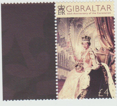 GIBRALTAR 2018 Regina Elizabeth -65 ani de la incoronare- Serie 1timbru Mi.1856 foto