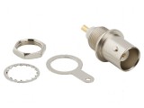 Conector BNC soclu mamă 50&Omega; PTFE aurit pentru lipire