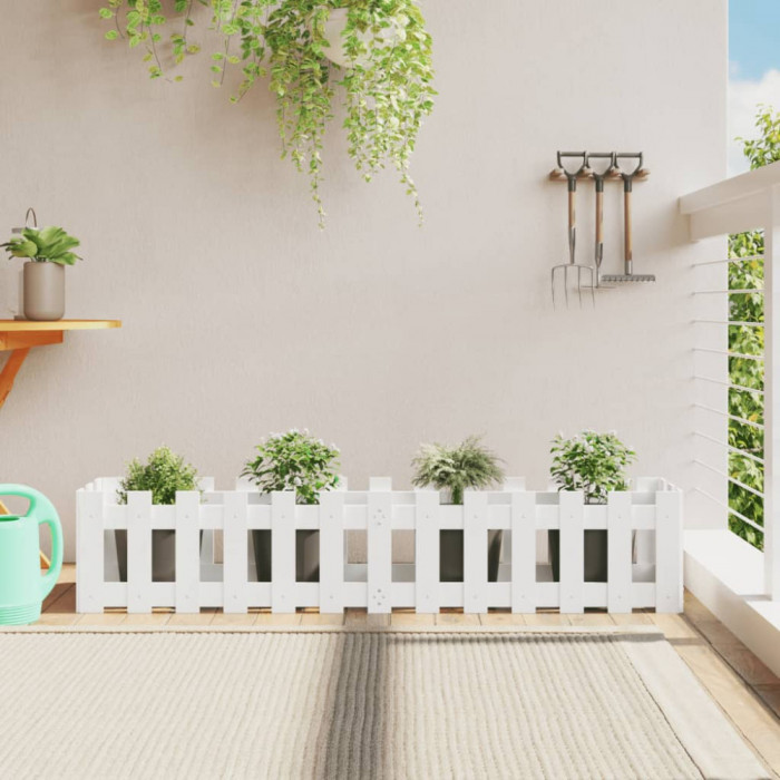 vidaXL Pat &icirc;nălțat grădină design gard alb 150x30x30cm lemn pin tratat
