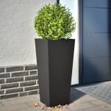 VidaXL Jardiniere de grădină, 2 buc., negru, 35x35x75 cm, oțel