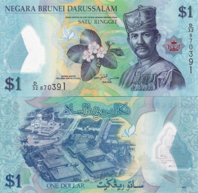 BRUNEI 1 ringgit 2013 polymer UNC!!! foto