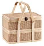 Cumpara ieftin Cos dublu depozitare bambus maro 30 x 22 x 21,5 cm