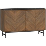 HOMCOM Mobilier TV, mobilier pentru televizor cu 4 uși, blat cu efect marmorat, rafturi reglabile, 120x39x76cm, nuc | Aosom Romania
