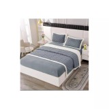 Cumpara ieftin Lenjerie cu Blanita, 4 Piese, cu Elastic Pentru Pat Dublu, Gri - PUC104