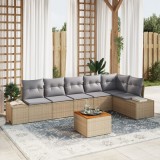 vidaXL Set de canapea de grădină 7 pcs Bej, gri deschis Poliratan