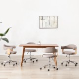 vidaXL Scaune pivotante masă, 4 buc., gri taupe, lemn curbat &amp; textil