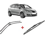 Cumpara ieftin Set 3 stergatoare SEAT ALTEA XL (5P5, 5P8) 2006 - 2015, pentru parbriz si luneta, Valeo Silencio