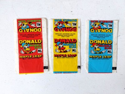 Lot 3 buc - Ambalaj guma de mestecat, DONALD Bubble Gum, vechi, anii 80 foto