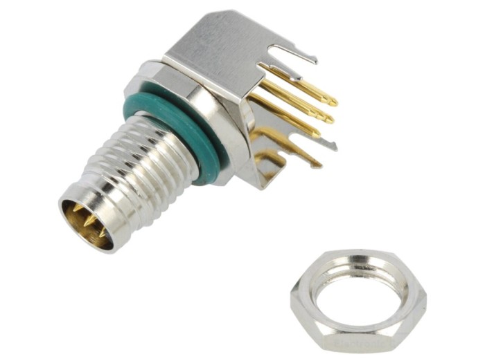 Conector M8 tată 6 pini 90&deg; PCB