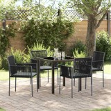 vidaXL Set de masă pentru grădină 5 pcs Negru Rattan poli