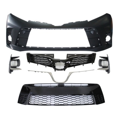 Set bara fata TOYOTA SIENNA, 06.2017-, grunduit, de vopsit; type SE; cu grile; cu bandou crom; cu gauri lampa ceata; TUNING, foto