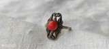 INEL argint AUSTRIA rar VECHI ornat cu CORAL splendid DE EFECT vintage DELICAT