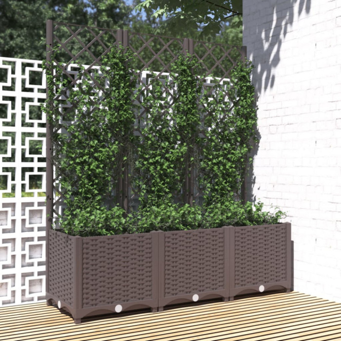Jardiniera de gradina cu spalier, maro, 120x40x136 cm, PP GartenMobel Dekor