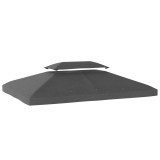 Outsunny Prelată de schimb 4x3 m cu acoperiș dublu Orificii de scurgere și protecție UV Doar prelată NU include cadru Gri &icirc;nchis | Aosom Romania