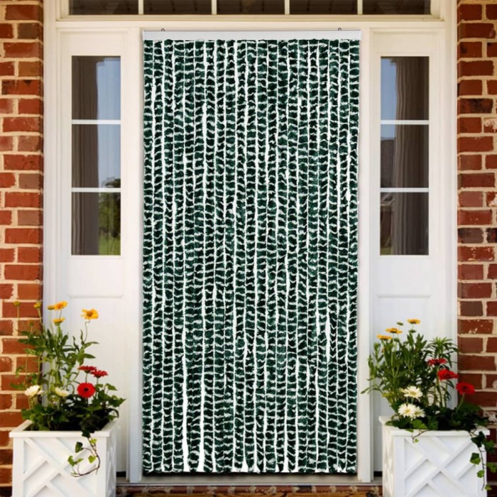vidaXL Perdea pentru insecte, verde și alb, 90 x 220 cm, chenille