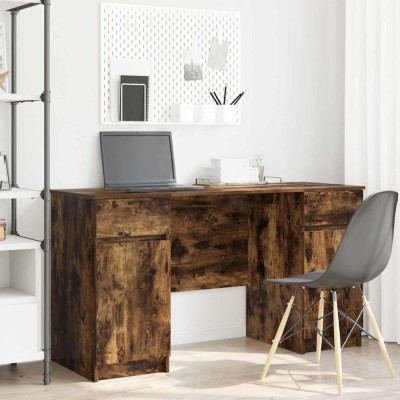 vidaXL Birou cu sertar Stejar afumat 140 x 49 x 76 cm Lemn compozit 3328511 foto