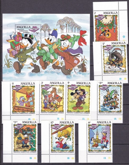 Anguilla 1983 Disney Craciun MI 557-565 + bl. 52 MNH