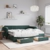 VidaXL Pat de zi cu extensie și sertare verde &icirc;nchis 90x200 cm catifea 3197137