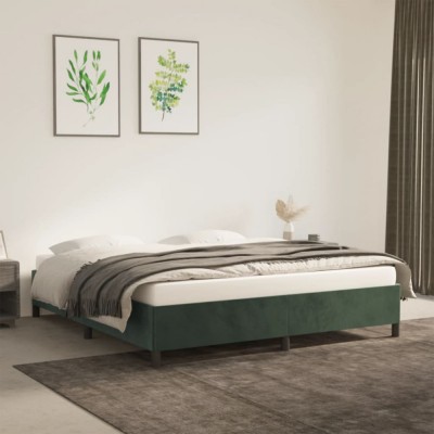 vidaXL Cadru de pat fără saltea, verde &amp;icirc;nchis, 180x200 cm, catifea 347339 foto