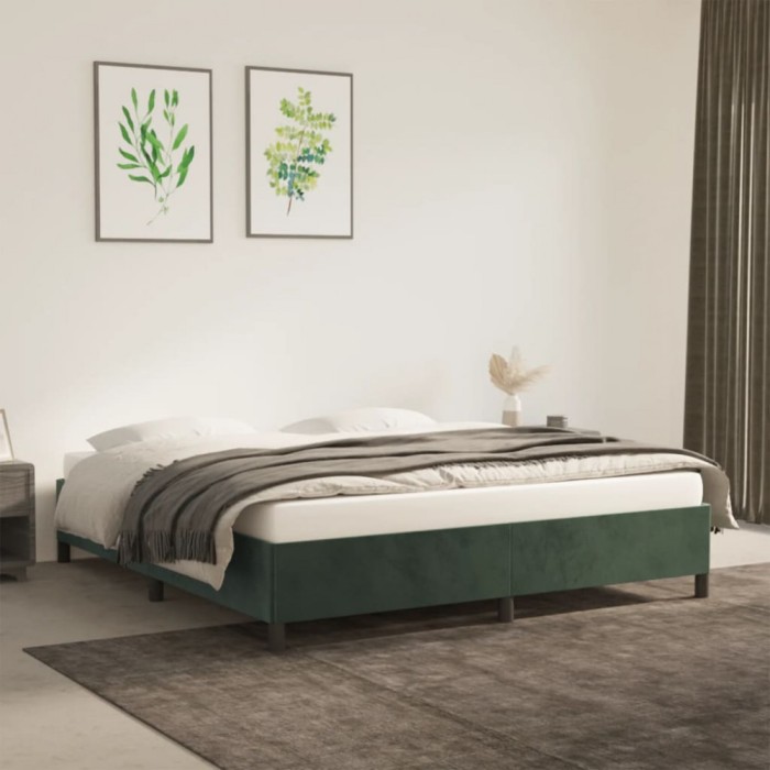 vidaXL Cadru de pat fără saltea, verde &icirc;nchis, 180x200 cm, catifea 347339