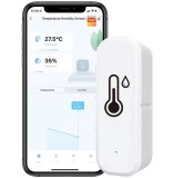 Senzor Temperatura si Umiditate WiFi Tuya Smart Life, Compatibil Alexa/Google Assistant, Control Vocal, Monitorizare de la Distanta