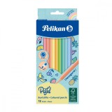 CREIOANE COLOR PASTEL LACUITE, SET 12, SECTIUNE HEXAGONALA, Pelikan