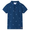 Tricou Polo Copii vidaXL, Albastru Inchis, Marime 140 (9-10 Ani), Bumbac 100%, Palmieri, Maneca Scurta
