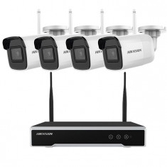 KIT supraveghere video wireless Hikvision cu 4 camere Bullet de 2MP si cu NVR 4 canale foto