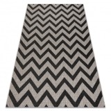 Covor sisal Floorlux 20340 argint si negru Zig Zag, 140x200 cm