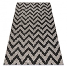 Covor sisal Floorlux 20340 argint si negru Zig Zag, 200x290 cm