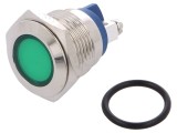 Lampă de control LED plată verde 24V DC/AC, &Oslash;16mm