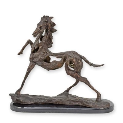 Cal-statueta moderna din bronz pe un soclu din marmura TBA-172 foto