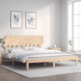 VidaXL Cadru de pat cu tăblie Super King Size, lemn masiv