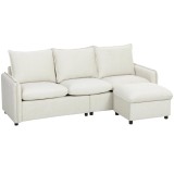 Set Canapea 3 Locuri, HOMCOM, Leathaire, 212x125x84cm, Crem | Aosom Romania