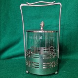 BISCUTIERA ARGINTATA CU CRISTAL SI CAPAC - AUSTRIA anii 1900-stil SECESSION