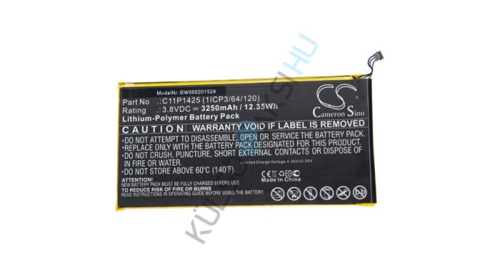 &Icirc;nlocuire baterie tabletă VHBW pentru Asus 0B200-01510100, C11P1425 (1ICP3/64/120) - 3250 mAh 3,8 V Li-polimer