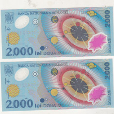 bnk bn Romania 2000 lei 1999 eclipsa unc x2 consecutive