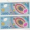 bnk bn Romania 2000 lei 1999 eclipsa unc x2 consecutive