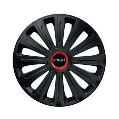 Set 4 Capace Roti pentru Smart, model Trend Black Cu Inel Rosu, R15