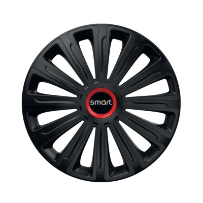 Set 4 Capace Roti pentru Smart, model Trend Black Cu Inel Rosu, R15 foto