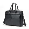 Geanta laptop 15&rsquo;, BUSY LDY&amp;GTM&reg; Dr. House, piele naturala, servieta unisex, de umar, premium, capacitate mare documente, neagra