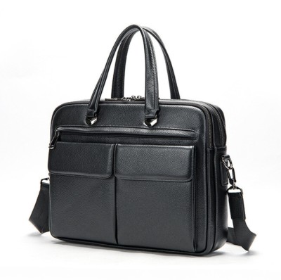 Geanta laptop 15&amp;rsquo;, BUSY LDY&amp;amp;GTM&amp;reg; Dr. House, piele naturala, servieta unisex, de umar, premium, capacitate mare documente, neagra foto